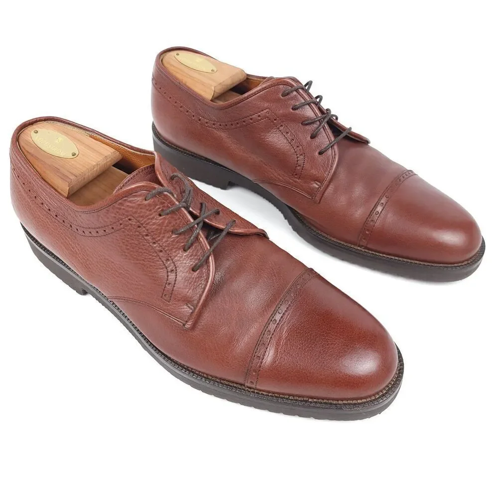 NEW Salvatore Ferragamo Brown Leather Old Money Cap Toe Oxford Shoes Old Money